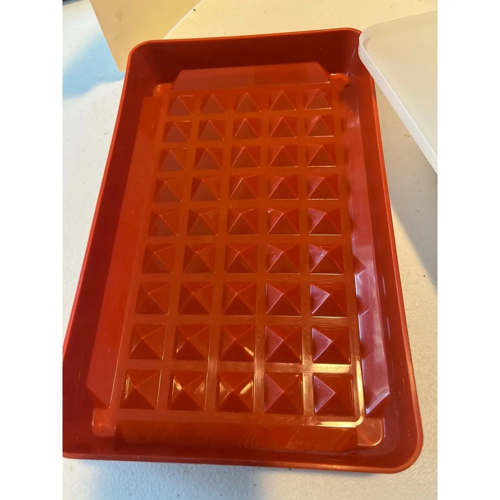 Tupperware Vintage Deli Keeper Bacon Meat Container 794 Rust Orange with Lid